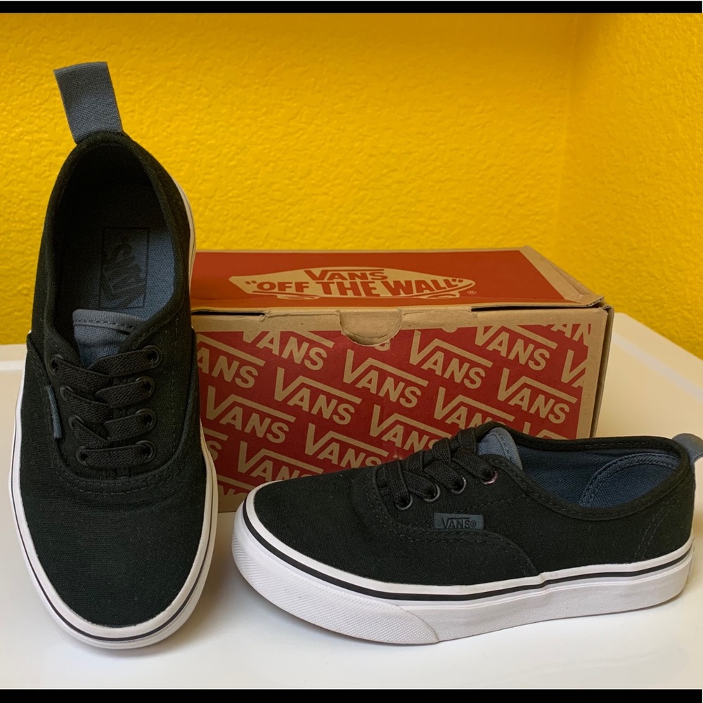 black Vans with elastic no-tie shoelaces (size 13)